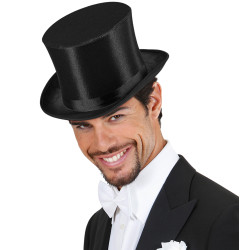 Vysoký saténový cylindrický klobúk